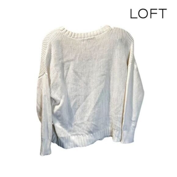 LOFT Sweater Womens Knit Dropped‎ Shoulders Long Sleeve Round Neck Pullover - Picture 2 of 6